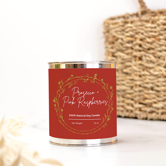 Prosecco + Pink Raspberries Scented Soy Candle (16 oz.)